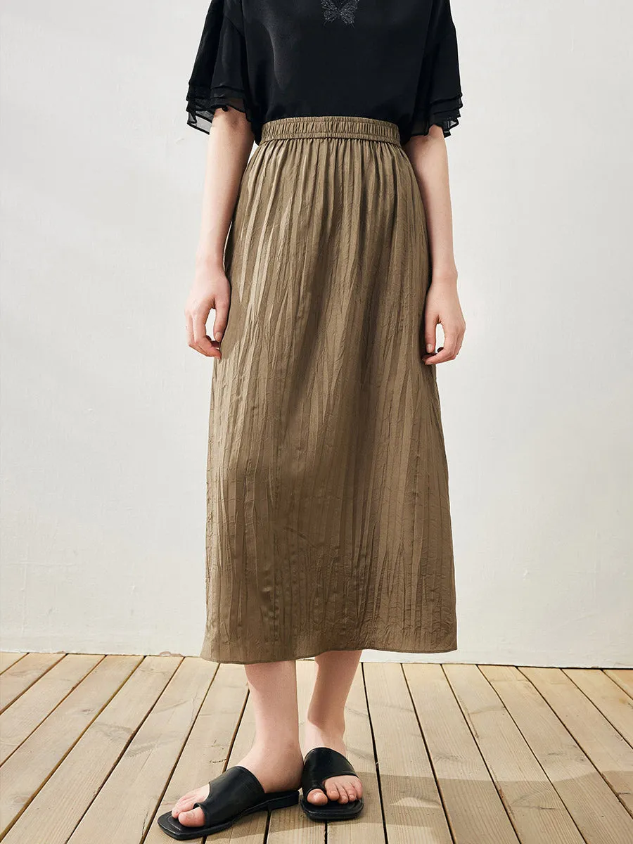 100% Mulberry Silk Women's Pleated Midi Skirt sold by COMOBOCA product image thumbnail 3