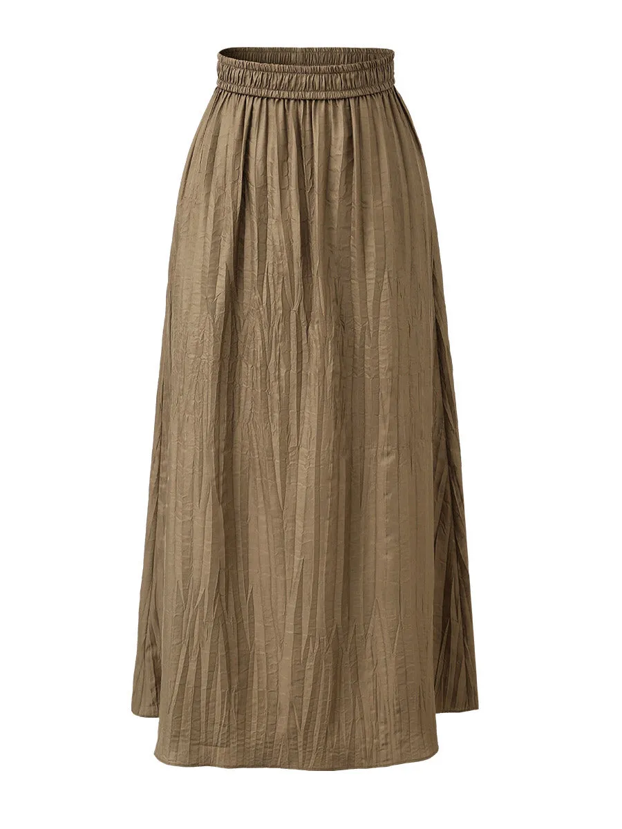 100% Mulberry Silk Women's Pleated Midi Skirt sold by COMOBOCA product image thumbnail 4