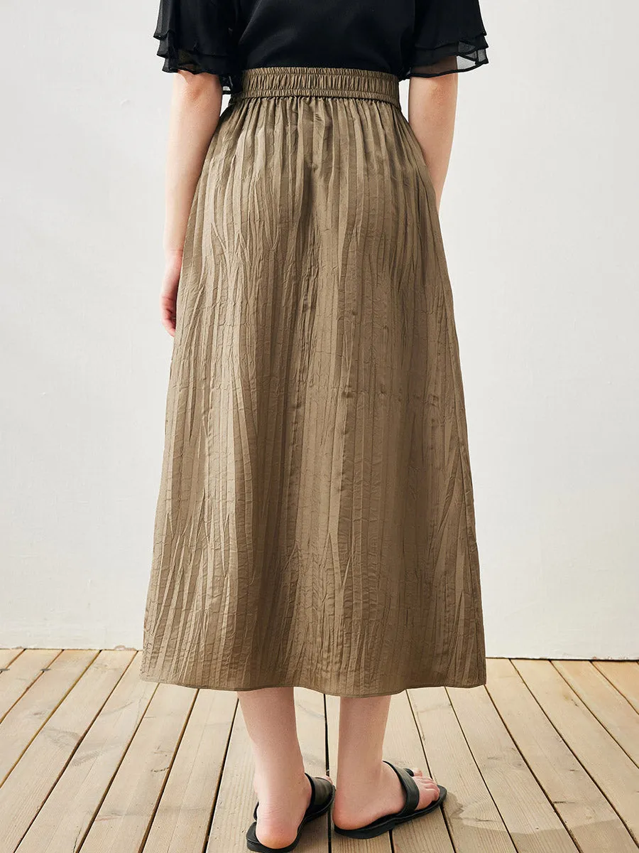 100% Mulberry Silk Women's Pleated Midi Skirt sold by COMOBOCA product image thumbnail 2