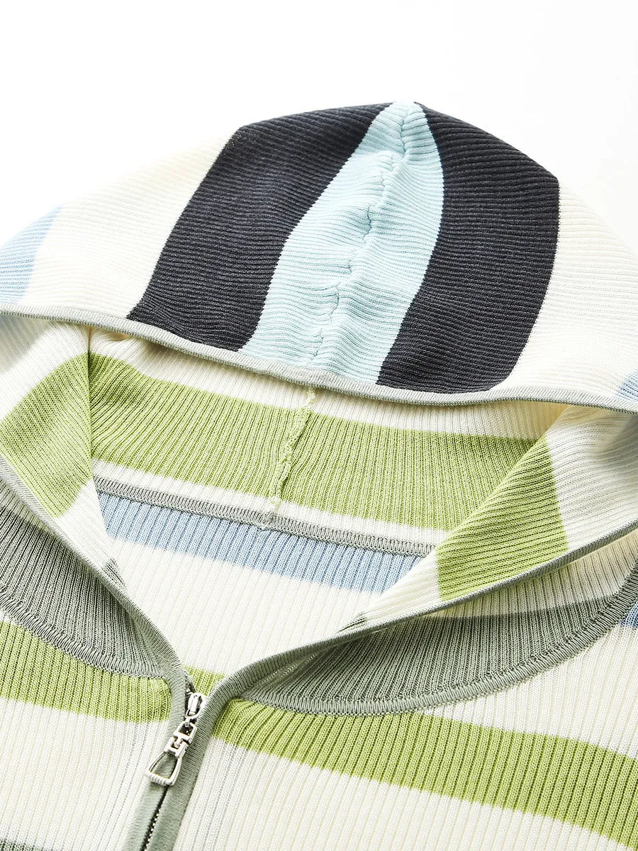 Women's Versatile Striped Zip-Up Hoodie Cardigan sold by COMOBOCA product image thumbnail 5