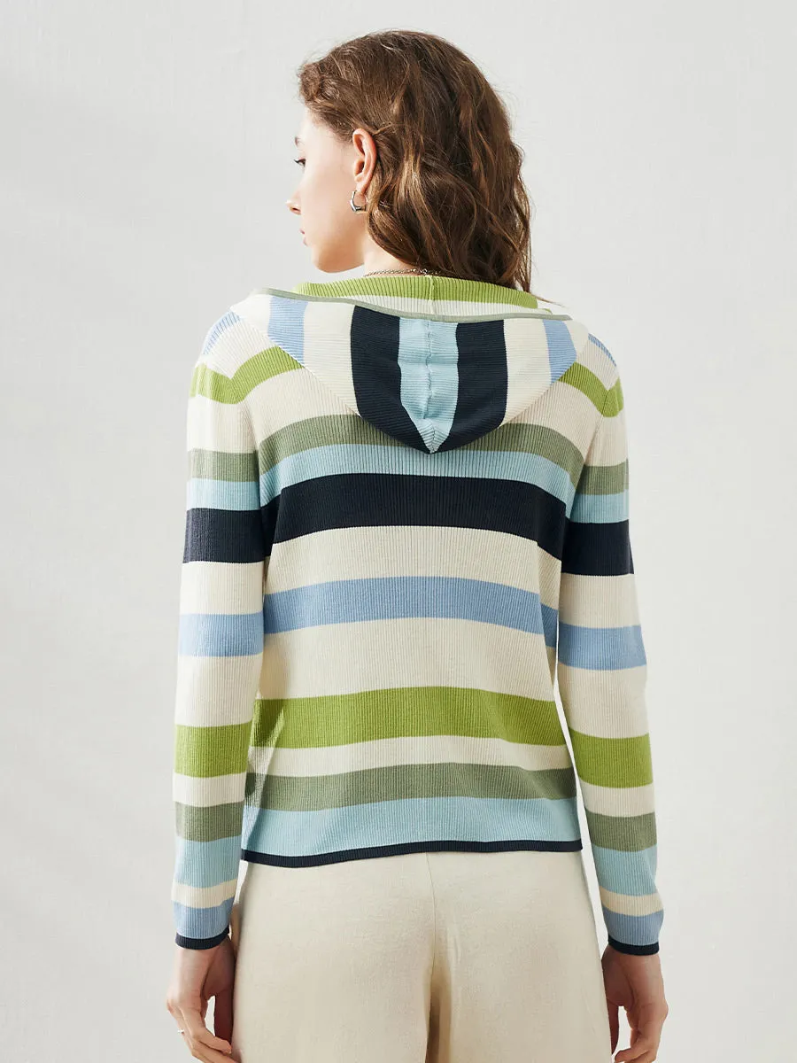 Women's Versatile Striped Zip-Up Hoodie Cardigan sold by COMOBOCA product image thumbnail 3