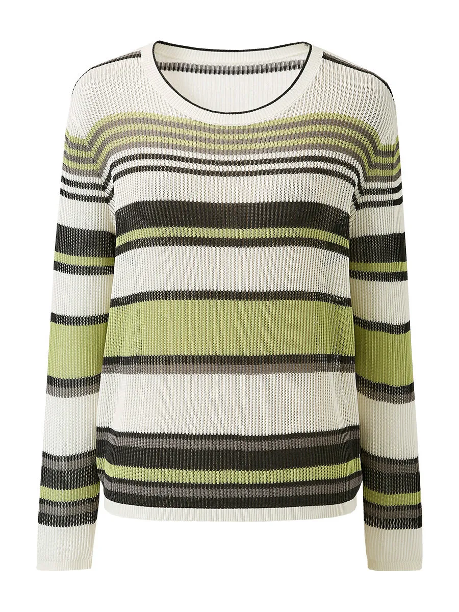 Women's Striped Ribbed Round Neck Sweater sold by COMOBOCA product image thumbnail 4