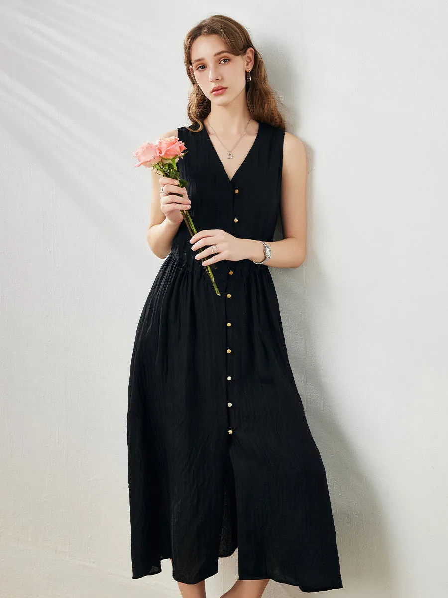 100% Mulberry Silk Women's Waist Drawstring Dress sold by COMOBOCA product image thumbnail 3