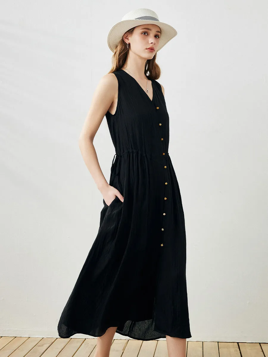 100% Mulberry Silk Women's Waist Drawstring Dress sold by COMOBOCA product image thumbnail 2