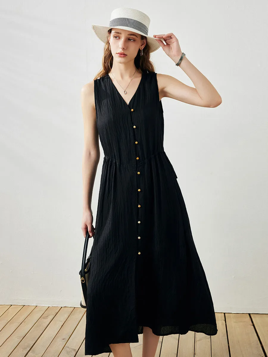 100% Mulberry Silk Women's Waist Drawstring Dress sold by COMOBOCA product image thumbnail 5