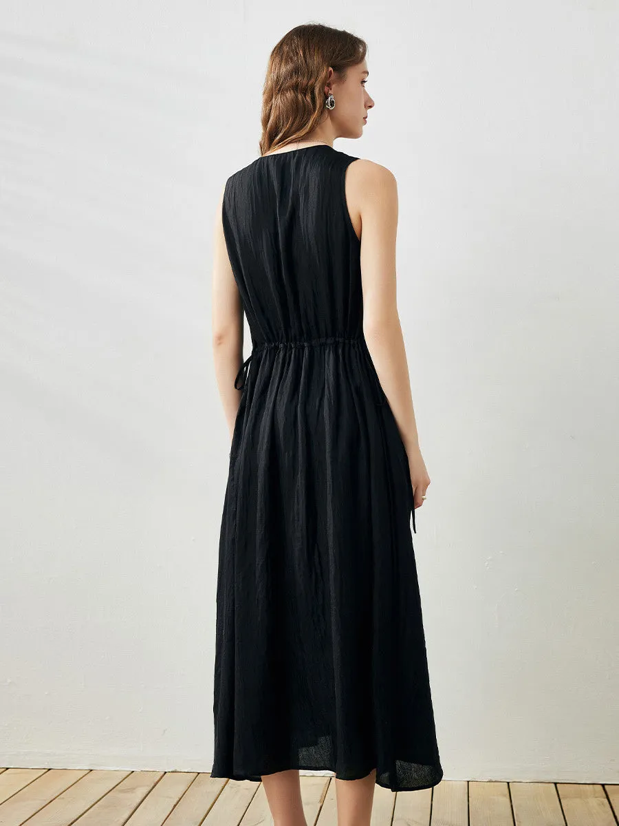 100% Mulberry Silk Women's Waist Drawstring Dress sold by COMOBOCA product image thumbnail 4