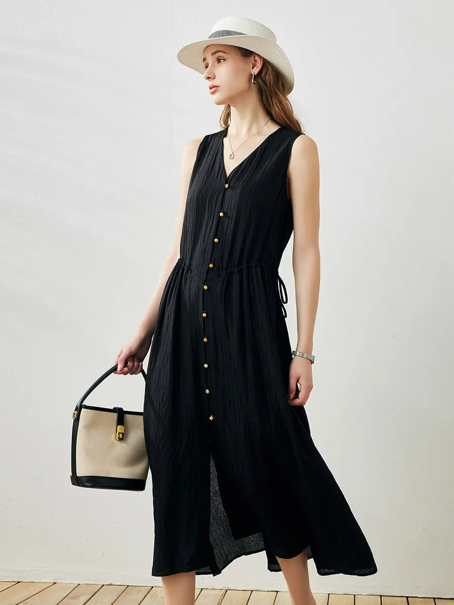 100% Mulberry Silk Women's Waist Drawstring Dress sold by COMOBOCA