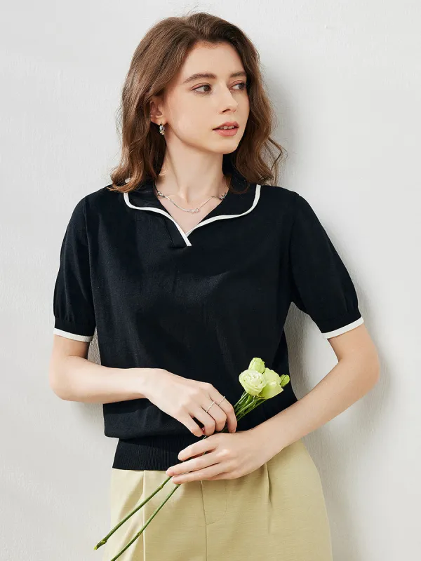 Women's Casual Contrast Trim Polo T-Shirt sold by COMOBOCA