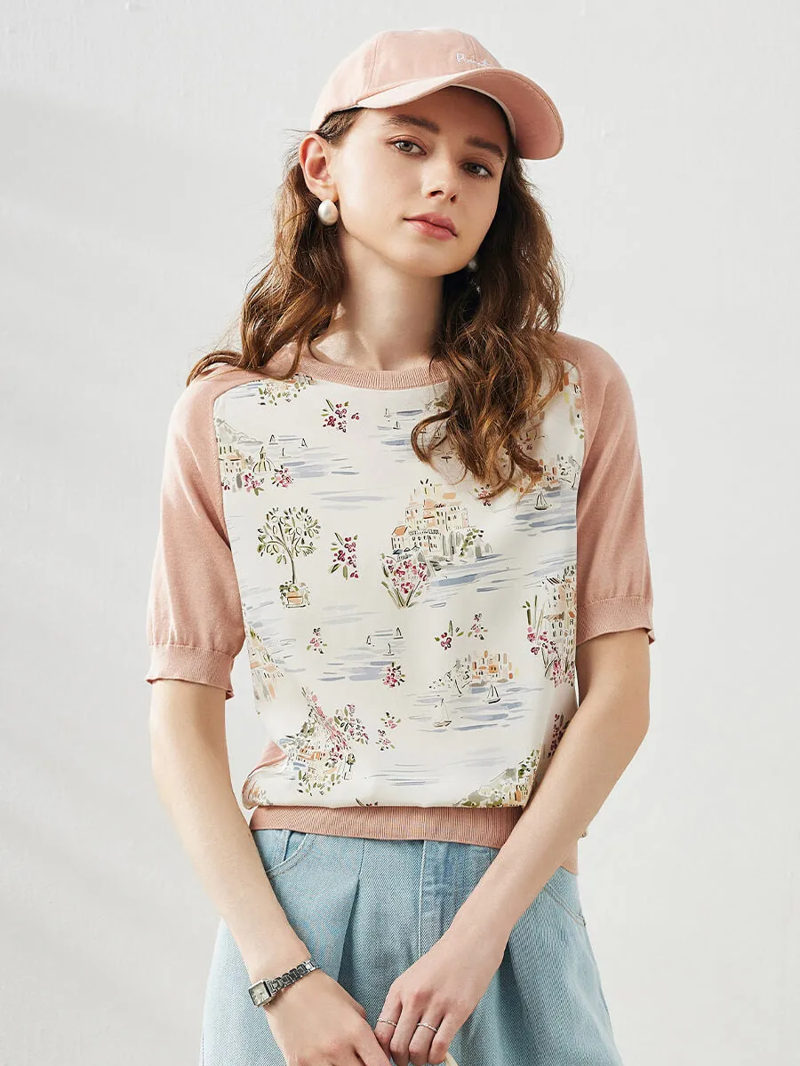 Women's Floral Print Raglan Sleeve T-Shirt sold by COMOBOCA product image thumbnail 5