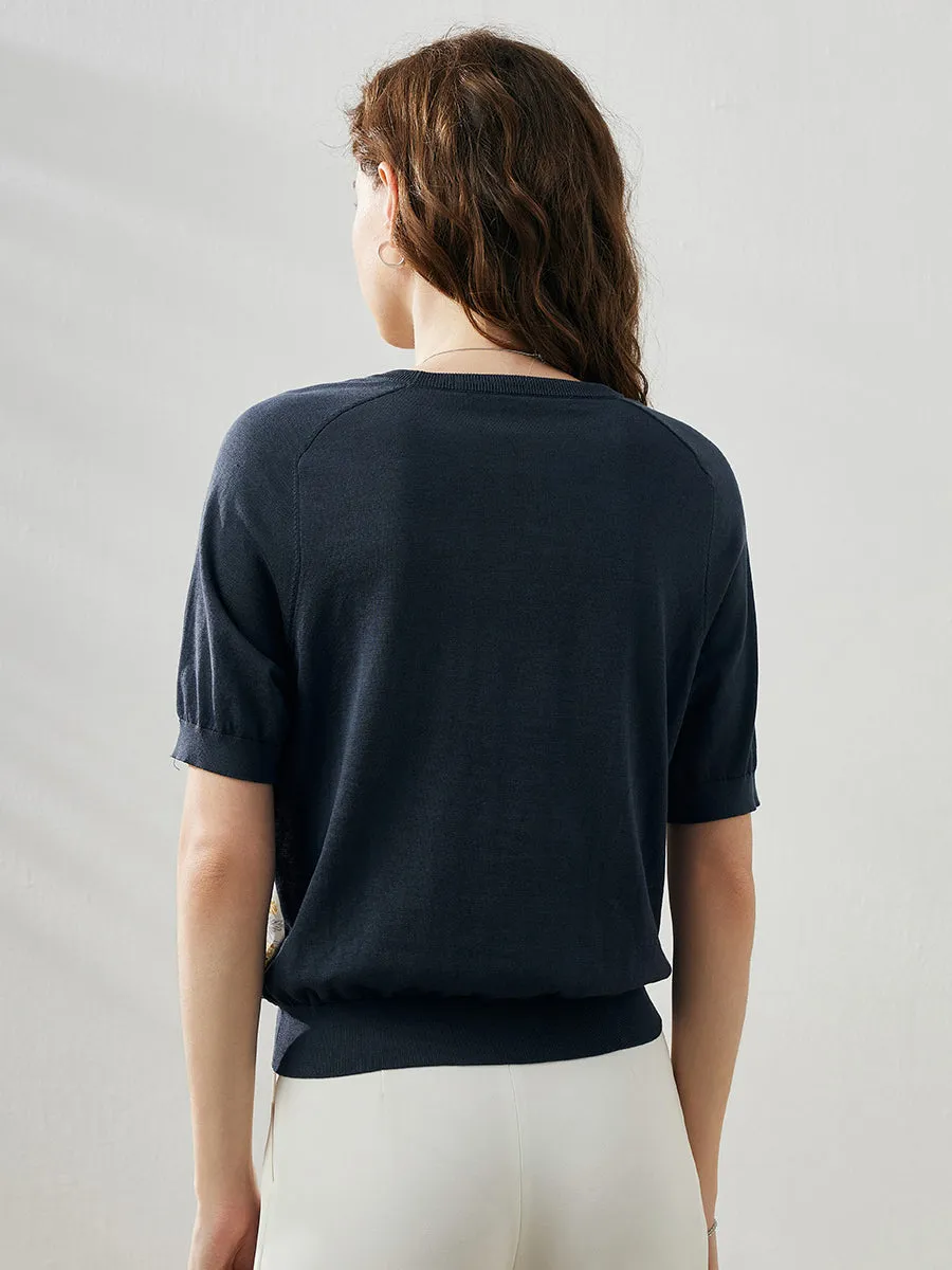 Women's Floral Print Raglan Sleeve T-Shirt sold by COMOBOCA product image thumbnail 3