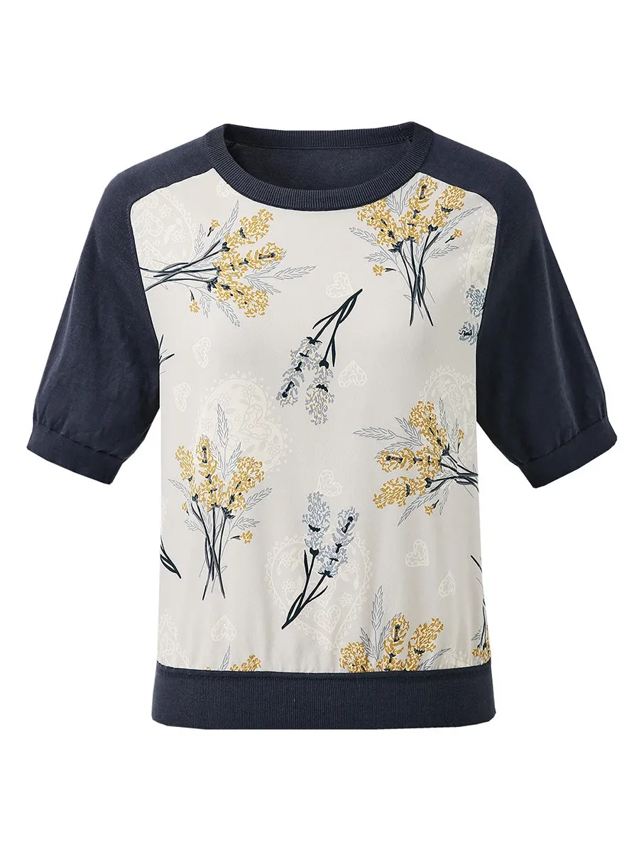 Women's Floral Print Raglan Sleeve T-Shirt sold by COMOBOCA product image thumbnail 4