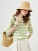 Women's Striped Long Sleeve V-Neck T-Shirt sold by COMOBOCA