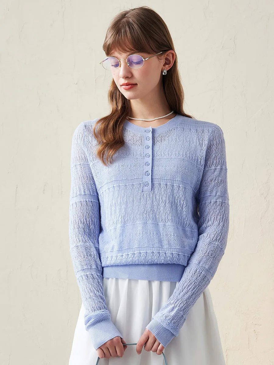 100% Wool Women's Stylish Lace Knit Sweater sold by COMOBOCA