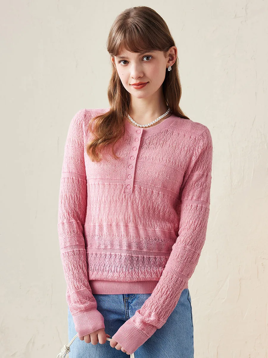 100% Wool Women's Stylish Lace Knit Sweater sold by COMOBOCA product image thumbnail 5