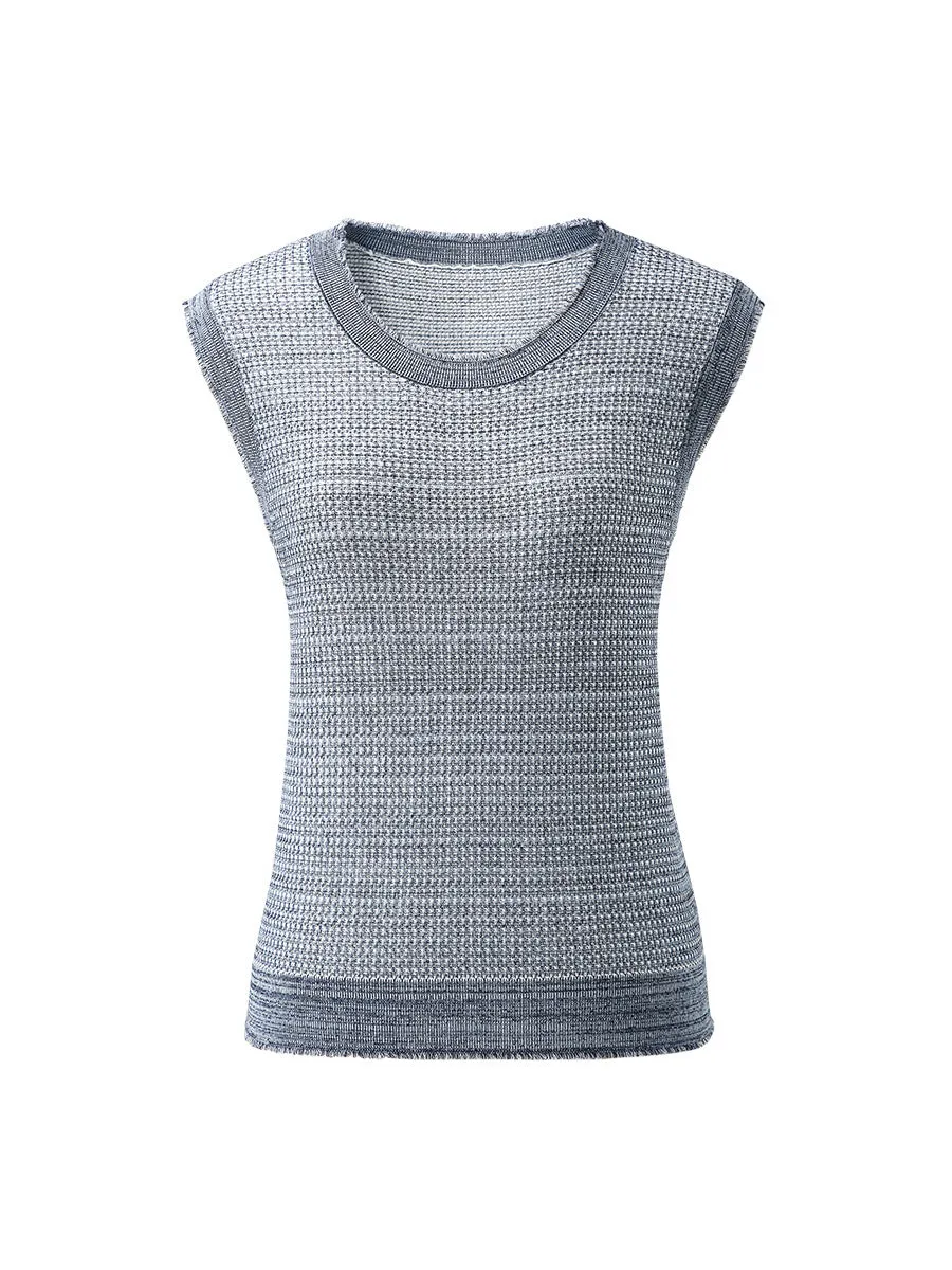 Women's Frayed Edge Textured Tank Top sold by CB Cashmere product image thumbnail 5