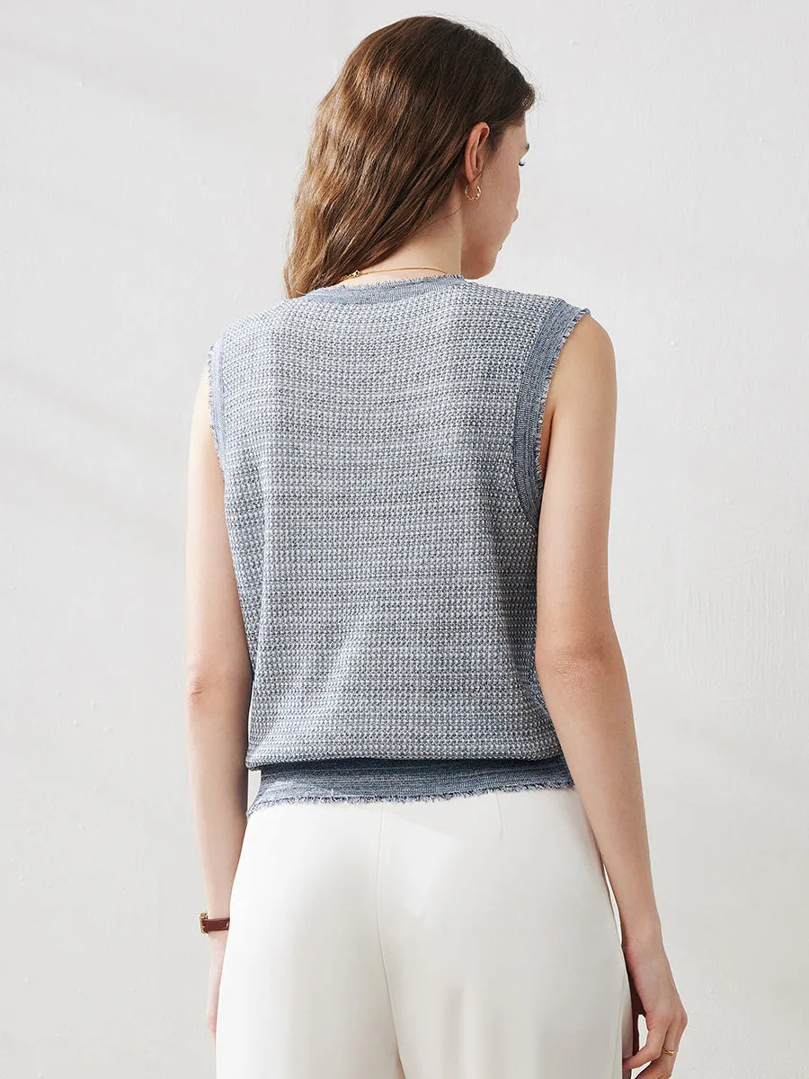 Women's Frayed Edge Textured Tank Top sold by CB Cashmere product image thumbnail 4