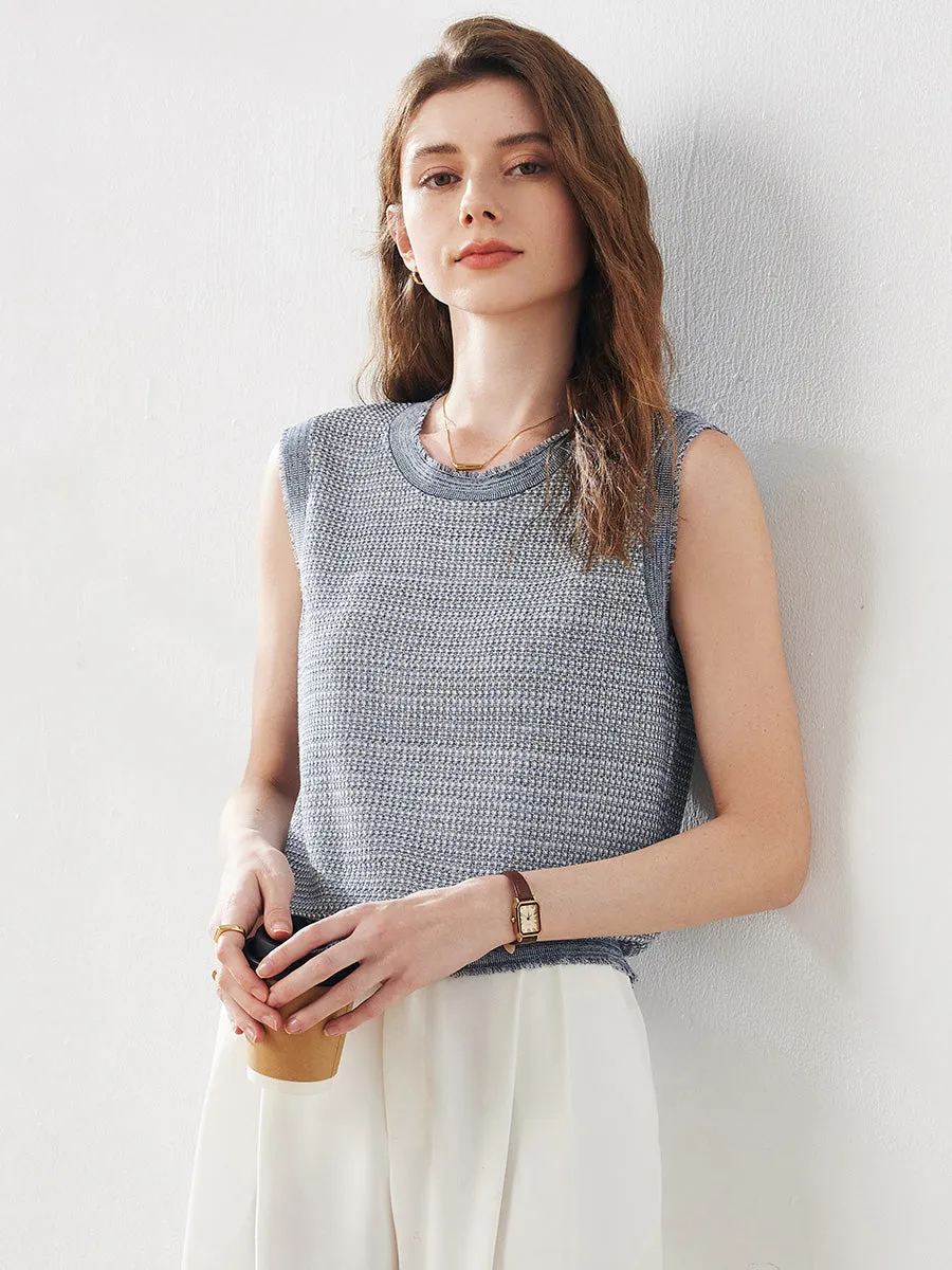 Women's Frayed Edge Textured Tank Top sold by CB Cashmere product image thumbnail 2