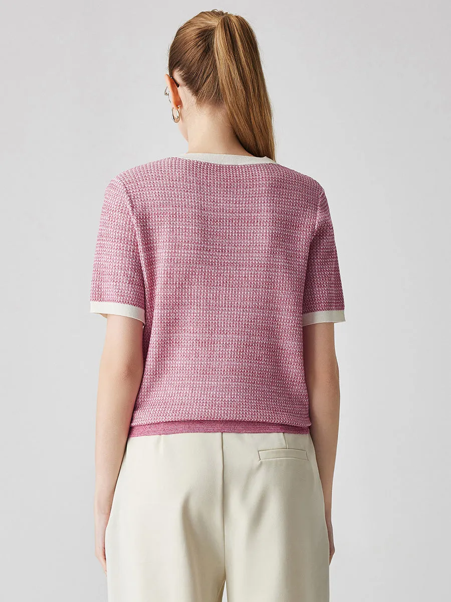 Women's Chic Striped Knit T-Shirt sold by COMOBOCA product image thumbnail 3