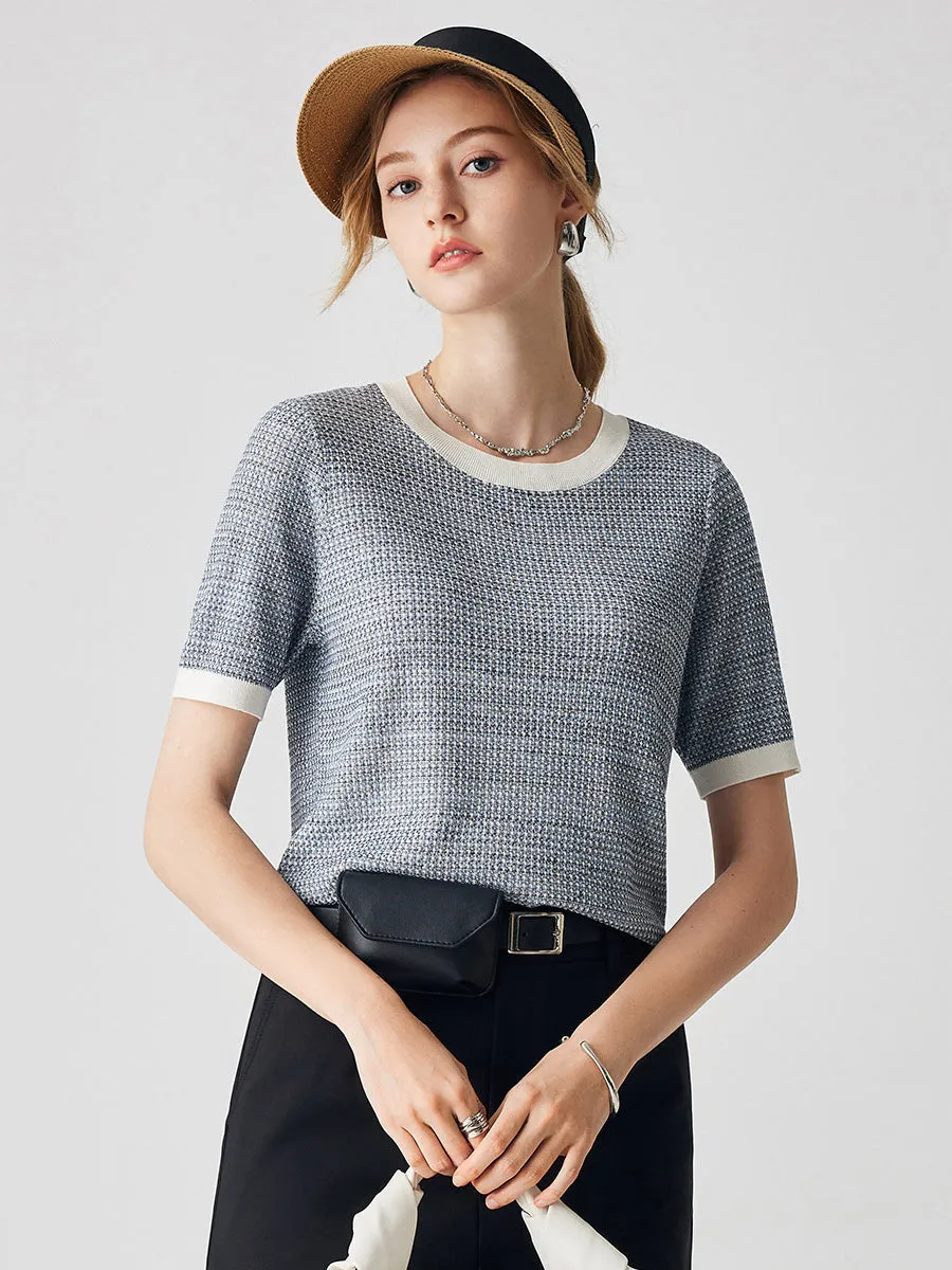 Women's Chic Striped Knit T-Shirt sold by COMOBOCA product image thumbnail 5