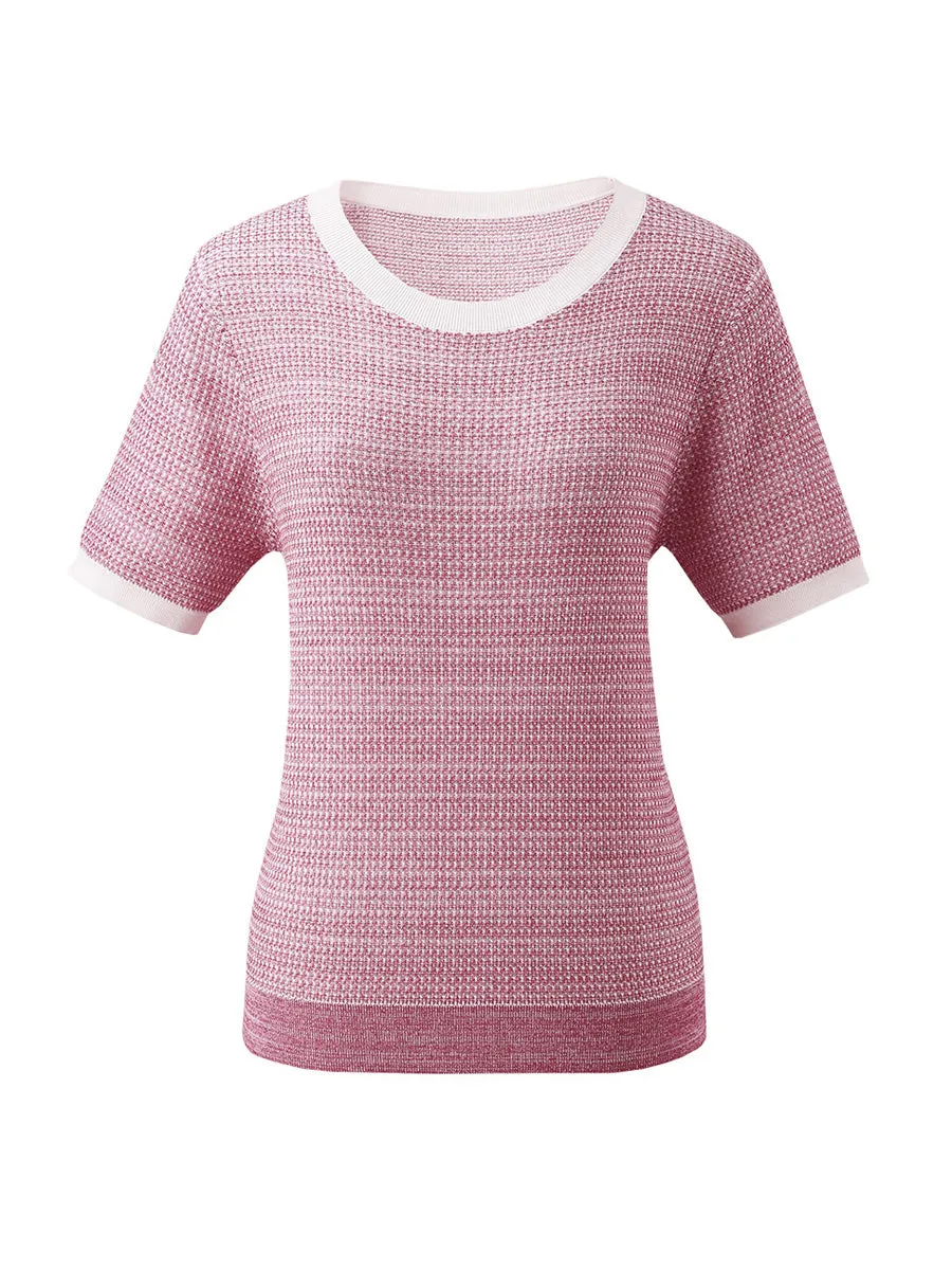Women's Chic Striped Knit T-Shirt sold by COMOBOCA product image thumbnail 4