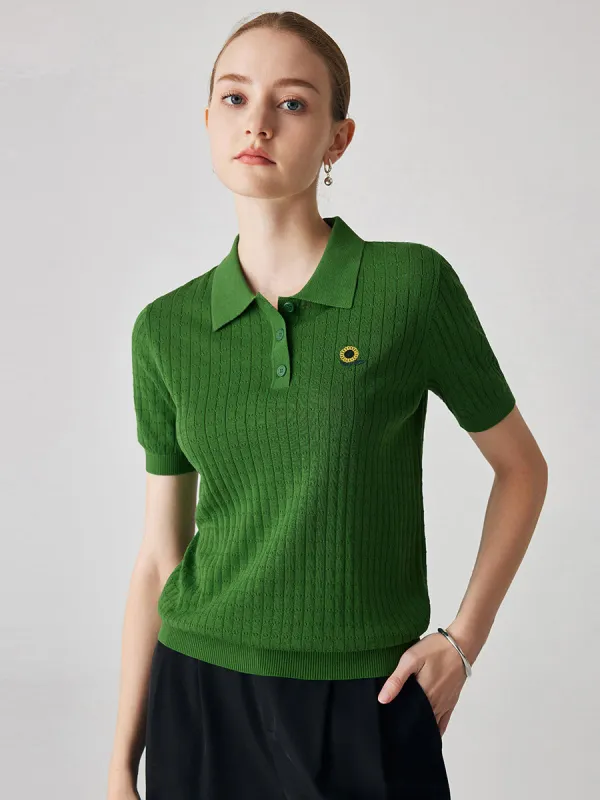 Women's Classic Cotton Silk Polo Knit T-Shirt sold by COMOBOCA