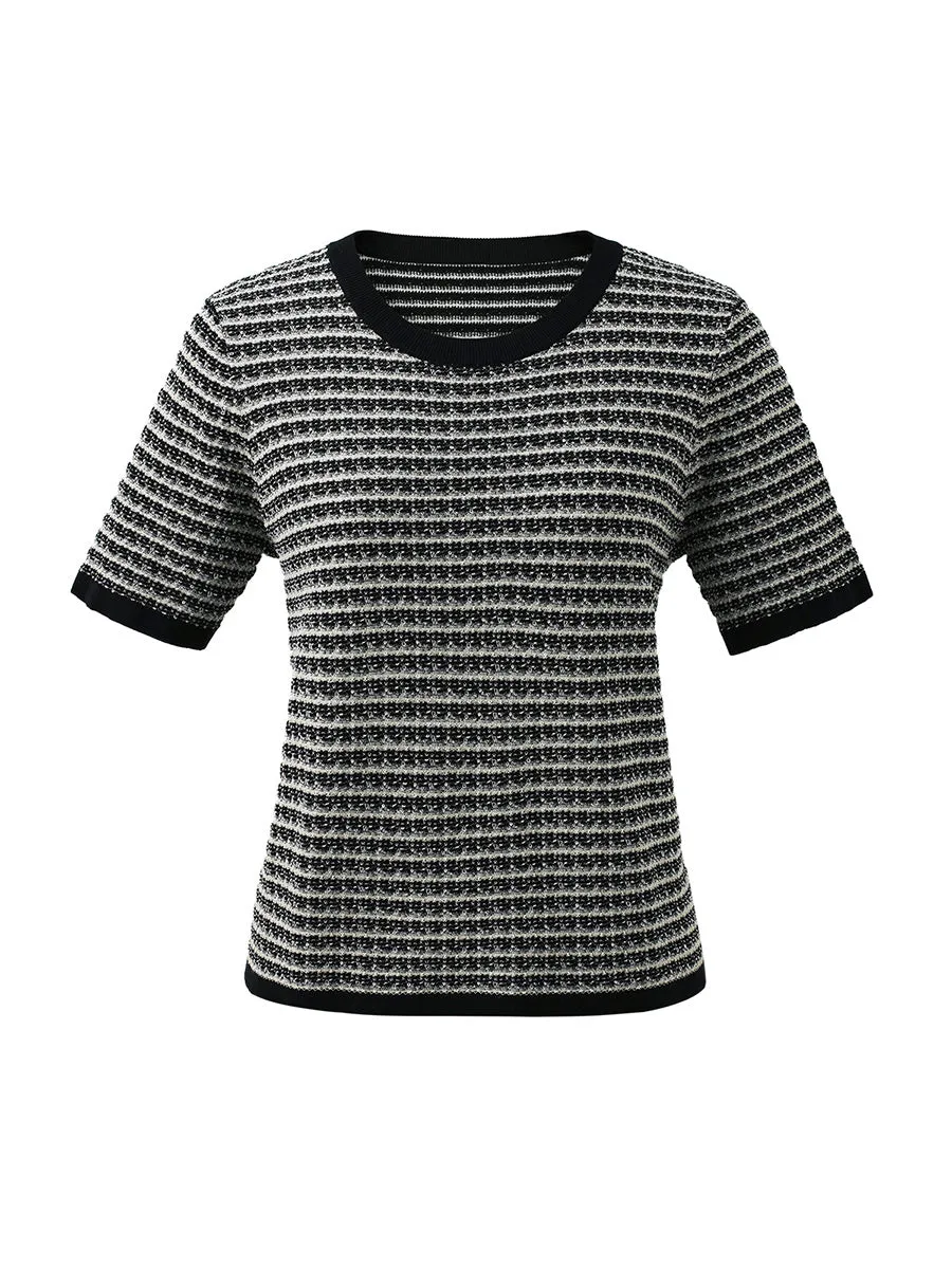Women's Elegant Striped Knit T-Shirt sold by COMOBOCA product image thumbnail 4