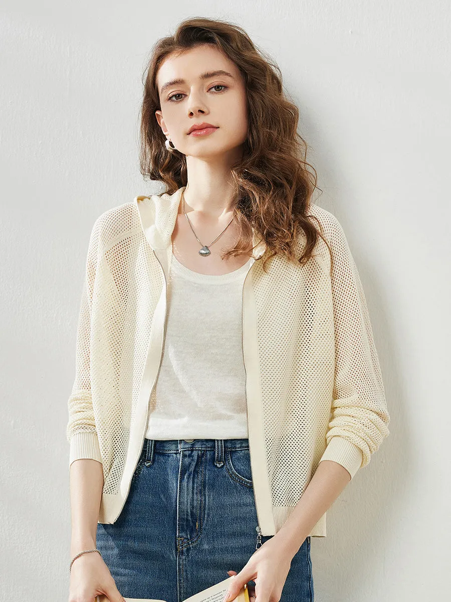 Women's Ribbed Mesh Zip-Up Hoodie sold by COMOBOCA product image thumbnail 2