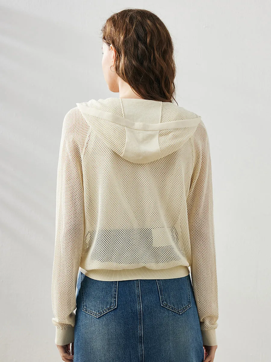 Women's Ribbed Mesh Zip-Up Hoodie sold by COMOBOCA product image thumbnail 3