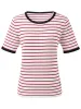 Women's Striped Ribbed Contrast Trim T-Shirt sold by COMOBOCA