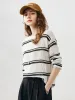 Women's Striped Ribbed Round Neck Sweater sold by COMOBOCA