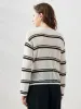 Women's Striped Ribbed Round Neck Sweater sold by COMOBOCA