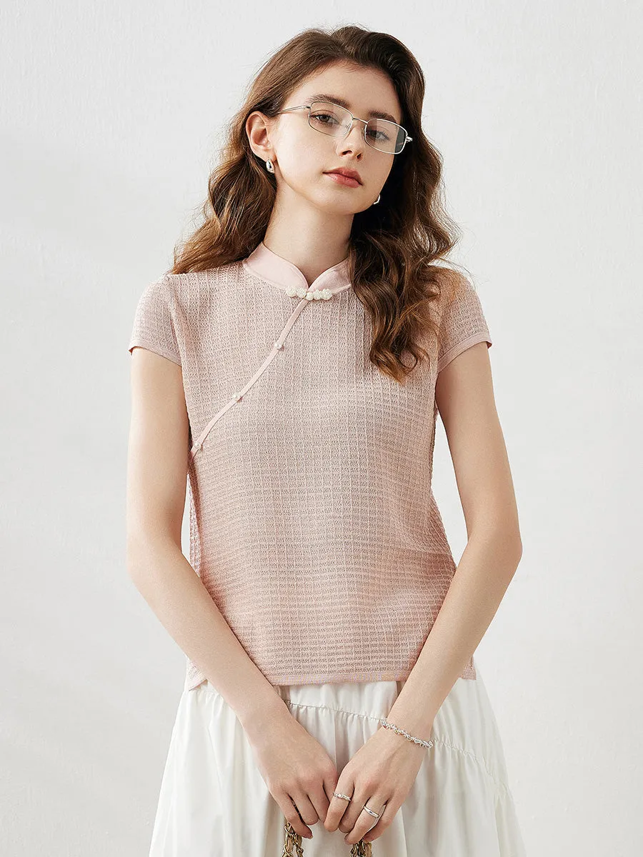 Women's Textured Pearl Accents Blouse sold by COMOBOCA