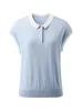 Women's Cotton Silk Ribbed Polo Neck Knit T-Shirt sold by COMOBOCA
