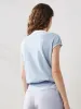 Women's Cotton Silk Ribbed Polo Neck Knit T-Shirt sold by COMOBOCA
