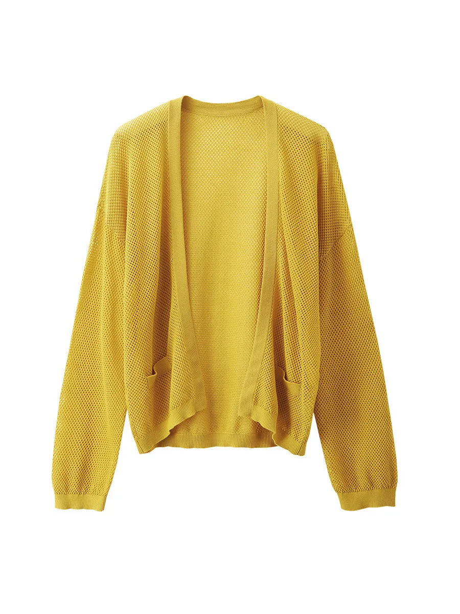 Women's Open Front Mesh Knit Cardigan sold by COMOBOCA product image thumbnail 5