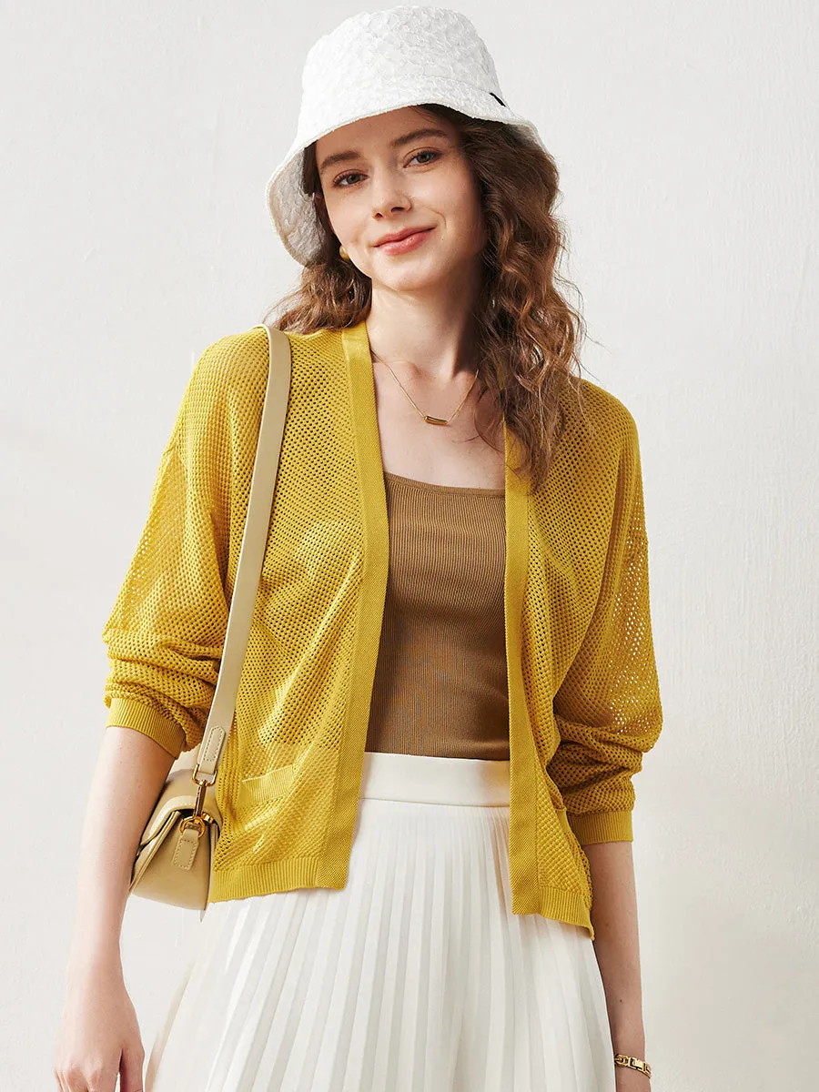 Women's Open Front Mesh Knit Cardigan sold by COMOBOCA