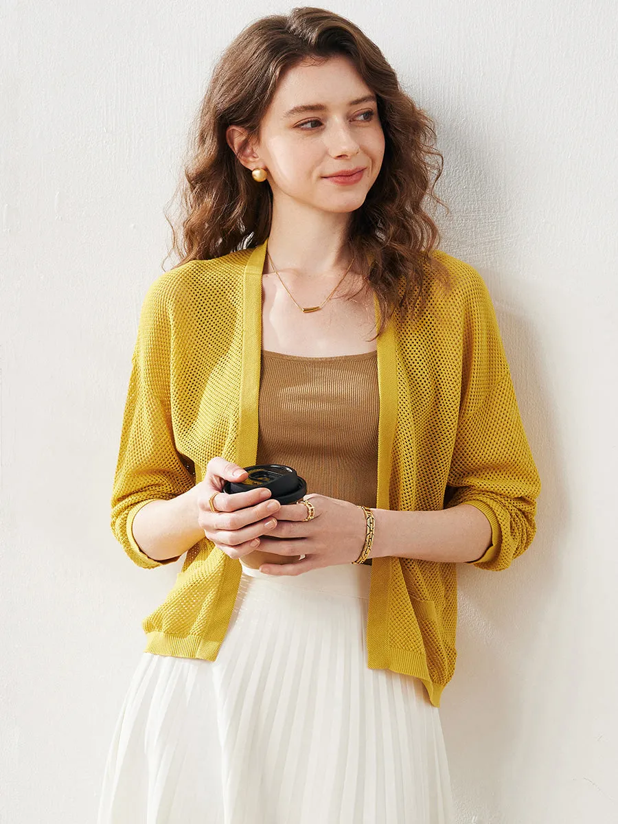 Women's Open Front Mesh Knit Cardigan sold by COMOBOCA product image thumbnail 2