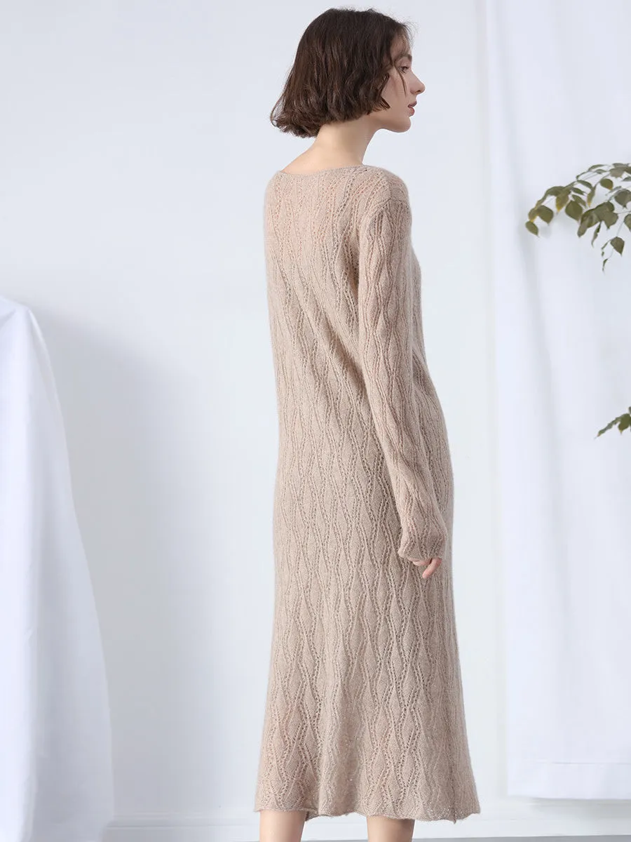 100% Cashmere Women's Cable Knit Sweater Dress sold by COMOBOCA product image thumbnail 4