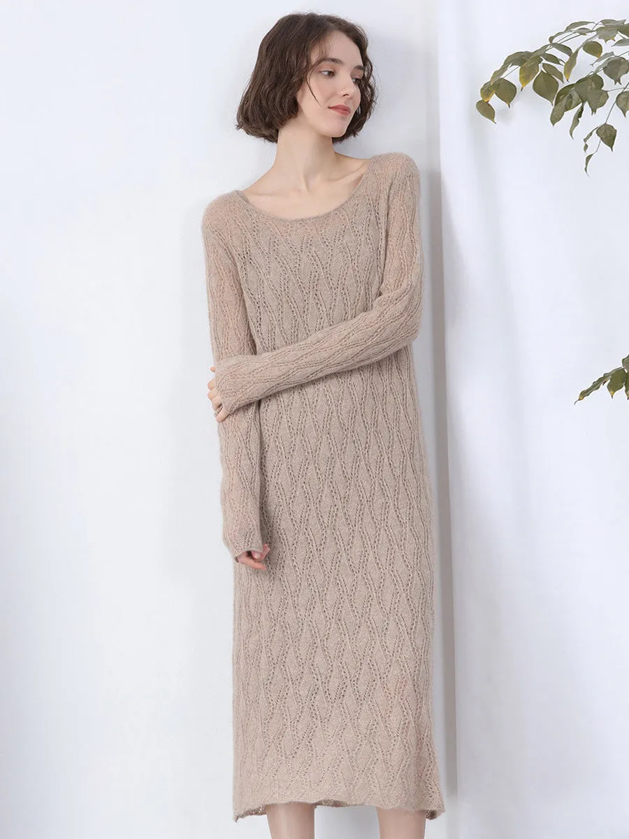 100% Cashmere Women's Cable Knit Sweater Dress sold by COMOBOCA product image thumbnail 2