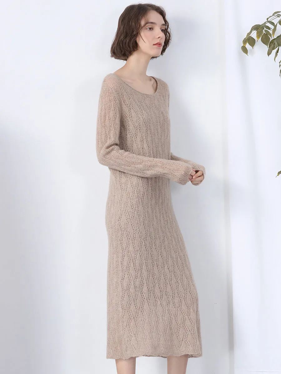 100% Cashmere Women's Cable Knit Sweater Dress sold by COMOBOCA product image thumbnail 3