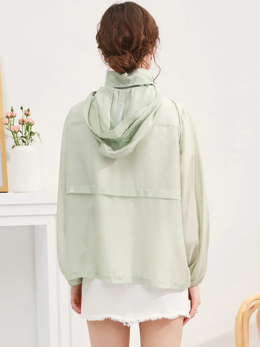 100% Mulberry Silk Women's Zip Up Hooded Jacket sold by COMOBOCA product image thumbnail 3