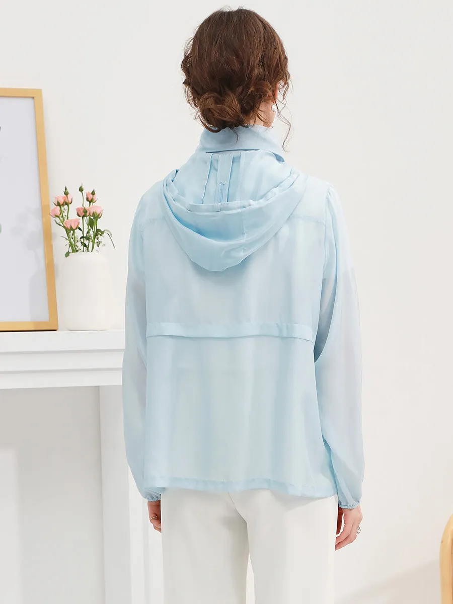 100% Mulberry Silk Women's Zip Up Hooded Jacket sold by COMOBOCA product image thumbnail 5