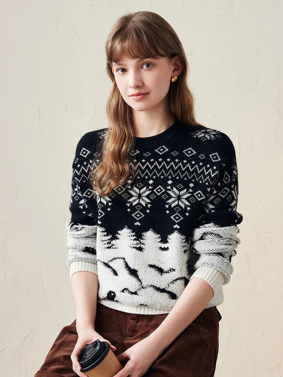 100% Wool Women's Winter Wonderland Sweater sold by COMOBOCA product image thumbnail 5