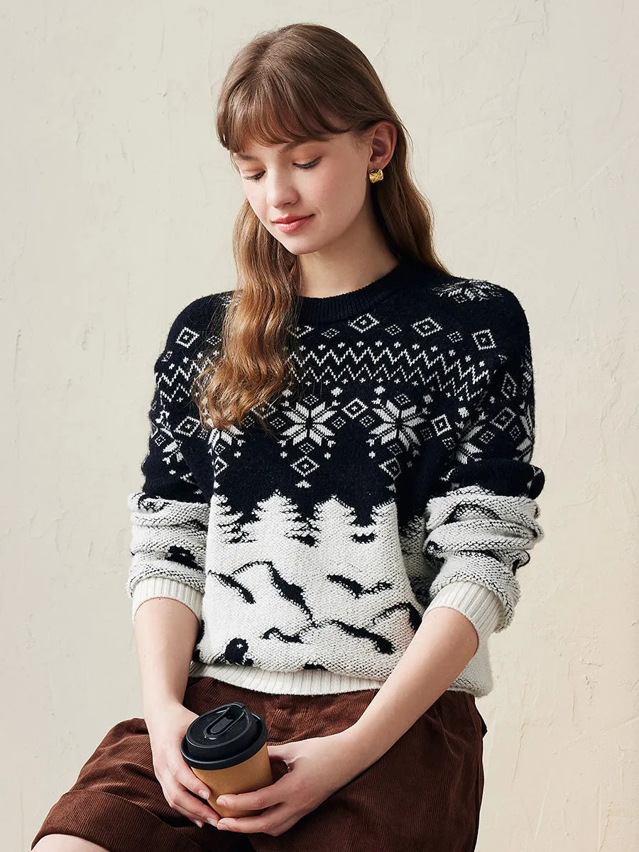 100% Wool Women's Winter Wonderland Sweater sold by COMOBOCA product image thumbnail 3