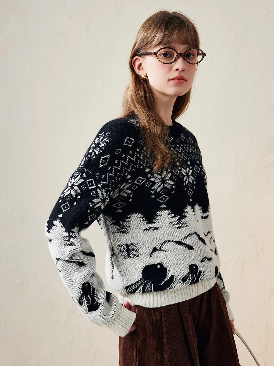 100% Wool Women's Winter Wonderland Sweater sold by COMOBOCA product image thumbnail 4
