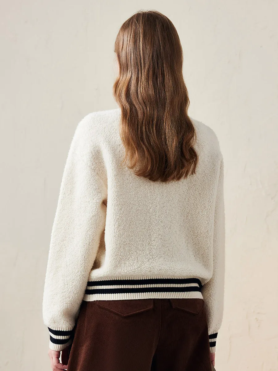 100% Wool Women's Striped Ribbing Jacket sold by COMOBOCA product image thumbnail 3