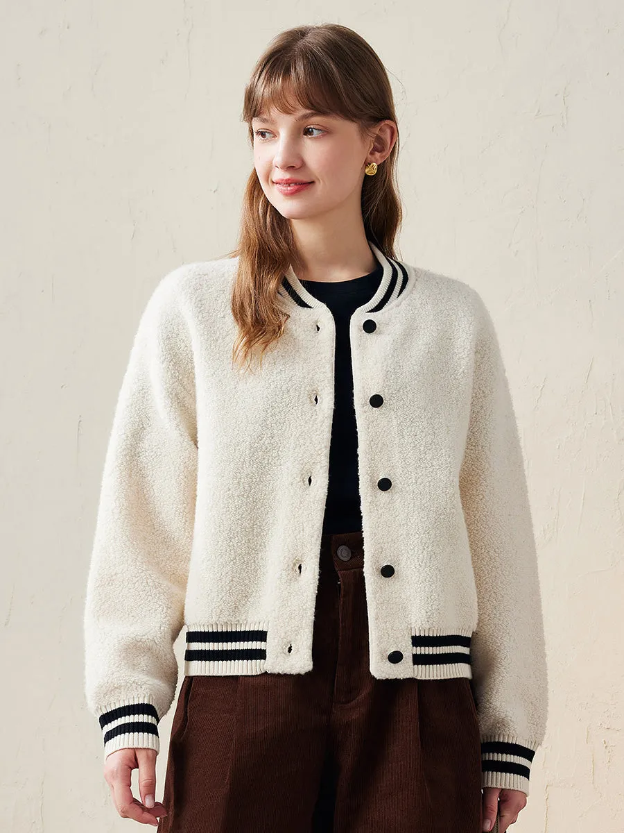 100% Wool Women's Striped Ribbing Jacket sold by COMOBOCA