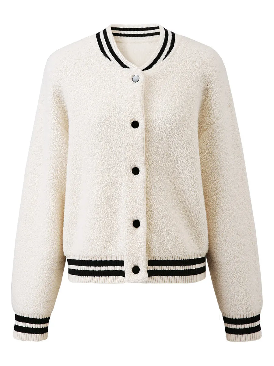 100% Wool Women's Striped Ribbing Jacket sold by COMOBOCA product image thumbnail 4