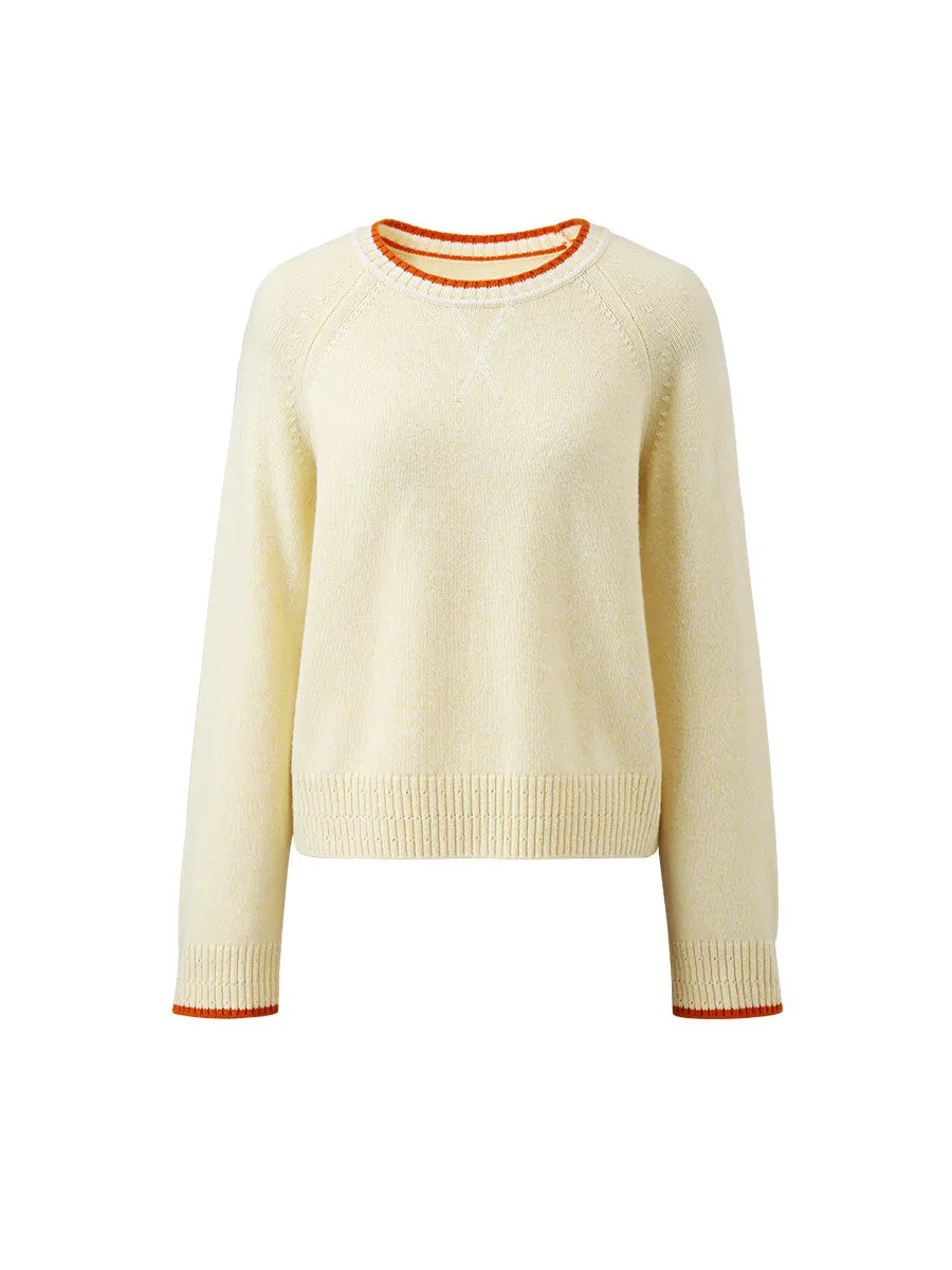 100% Wool Women's Contrast Trim Knit Sweater sold by COMOBOCA product image thumbnail 5