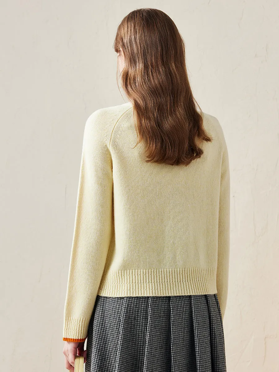 100% Wool Women's Contrast Trim Knit Sweater sold by COMOBOCA product image thumbnail 3